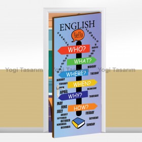 İngilizce Kelimeler Temalı Okul Kapı Giydirme